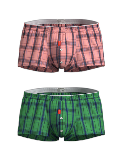 2 Pack Men's Supportive Large Pouch Odor-Resistant Antibacterial Seamless Boxer Shorts