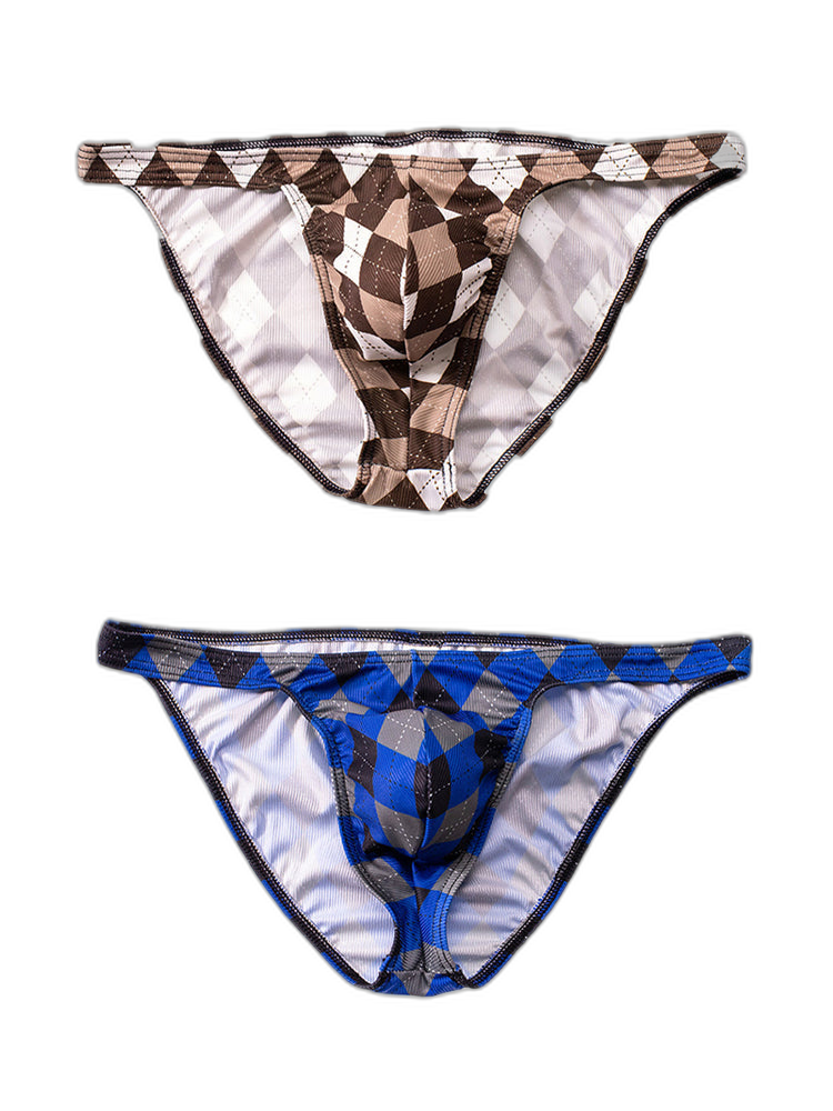 Rhombus Check Pattern Pouch Briefs