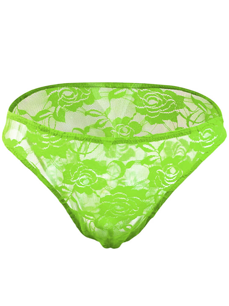 Men's Mesh Transparent Rose Lace Briefs