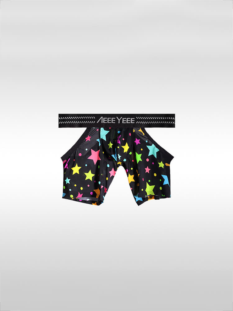 Men's Sexy Seamless Leopard Print Cutout Boxer Briefs
