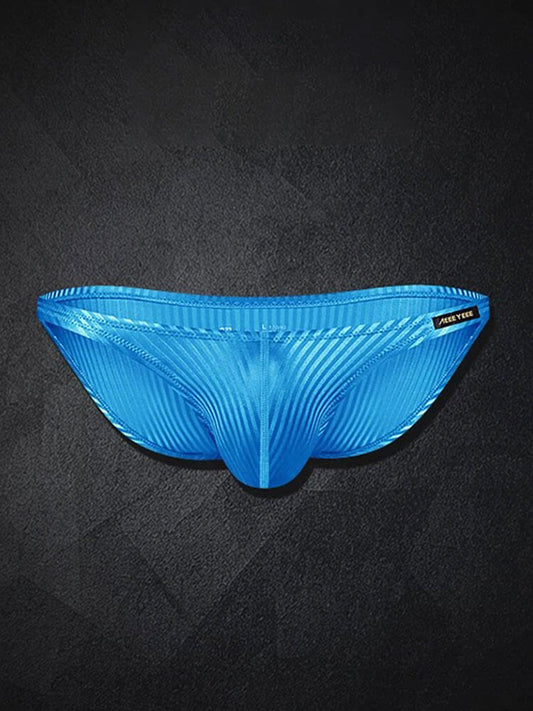Men's Vertical-Striped High-Cut U-Pouch Briefs