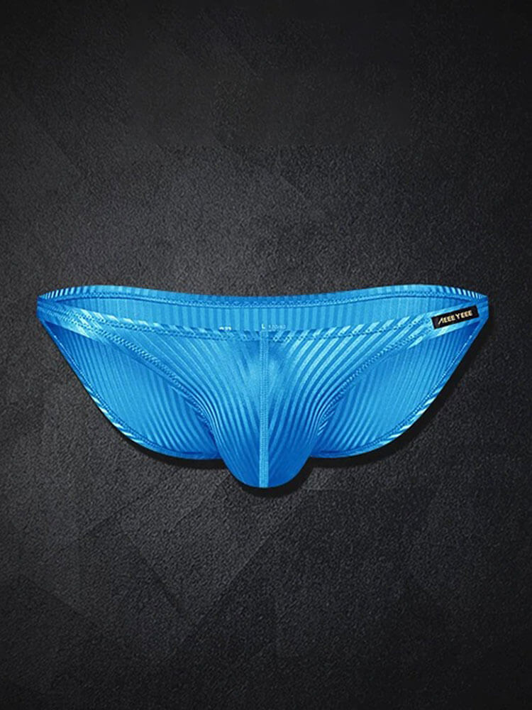 Men's Vertical-Striped High-Cut U-Pouch Briefs