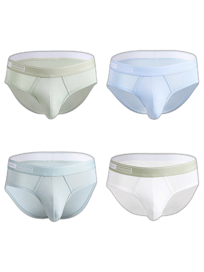 4 Pack Men's Modal Skin-Friendly Solid Color Mid-Rise Briefs