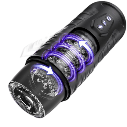 Black Warrior - Rotating Suction Masturbator - 3D Textured Sleeve