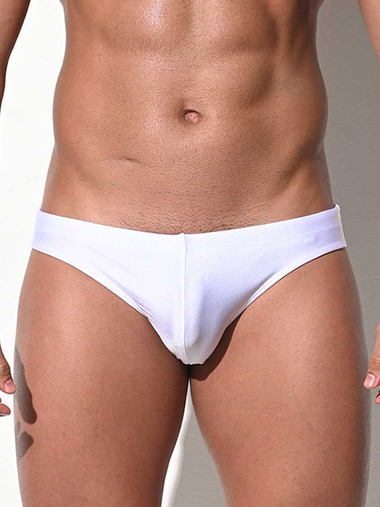 Men's Sexy Stretch Solid-Color Glossy Swim Briefs