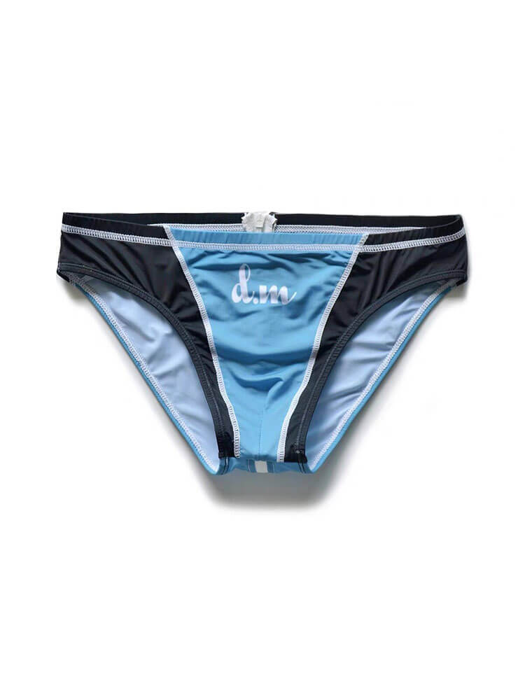 Men's Low-Rise Sexy Color-Block Zip Briefs
