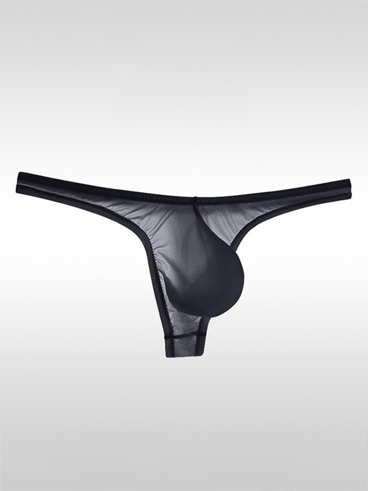 Men's Sexy Sheer U-Bulge Pouch Ice Silk Thong