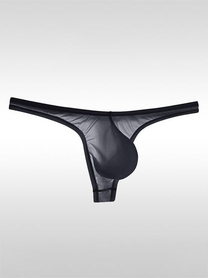 Men's Sexy Sheer U-Bulge Pouch Ice Silk Thong