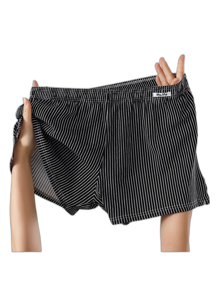 4 Pack Men's Pure Cotton Loose-Fit Antibacterial Home Sleep Boxer Shorts