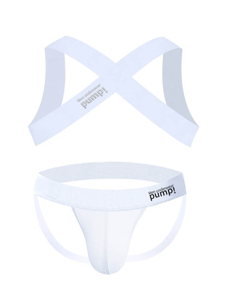Men's Elastic Shoulder Strap Underwear 2-Piece Set