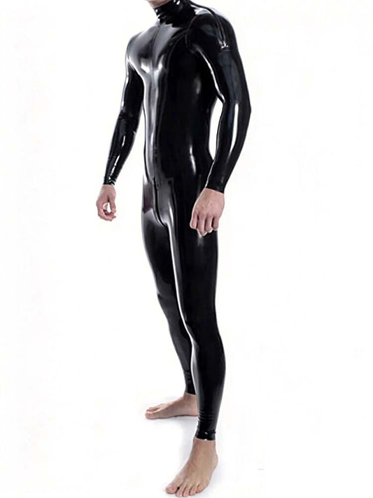 Men's Sexy Tight Solid Color Latex Bodysuit