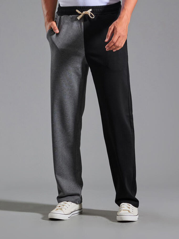 Men's Color-Block Loose Straight-Leg Casual Pants