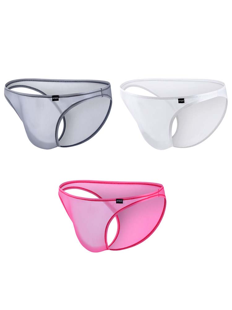 Men's Solid Color Sheer Ultra-Thin Tight Briefs