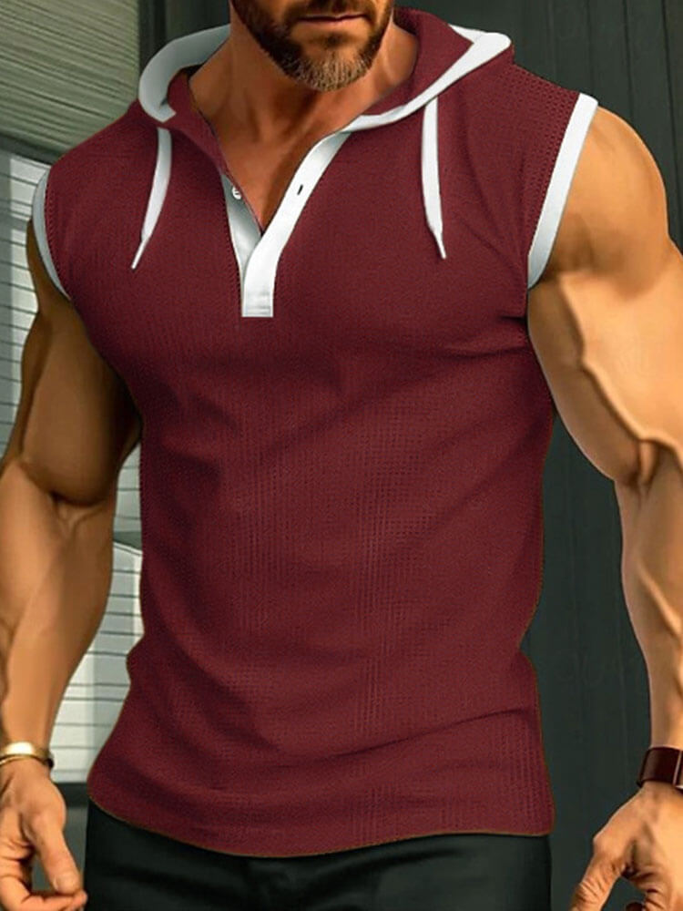 Men's Breathable Solid Color Hooded Muscle Vest