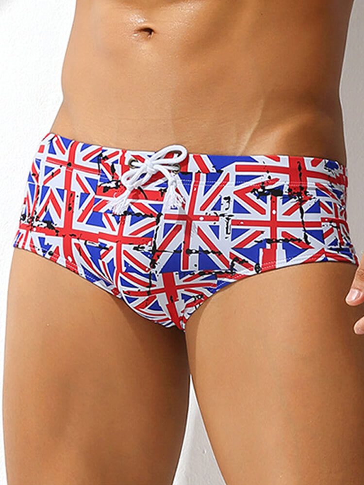 Men's Sexy Cartoon Flag-Print Swim Trunks