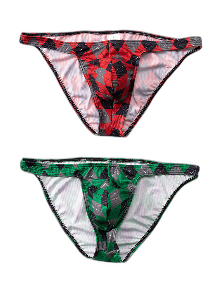 Rhombus Check Pattern Pouch Briefs