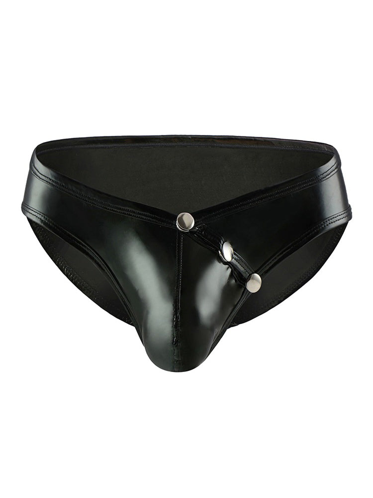 Faux Leather Sexy U Convex Briefs