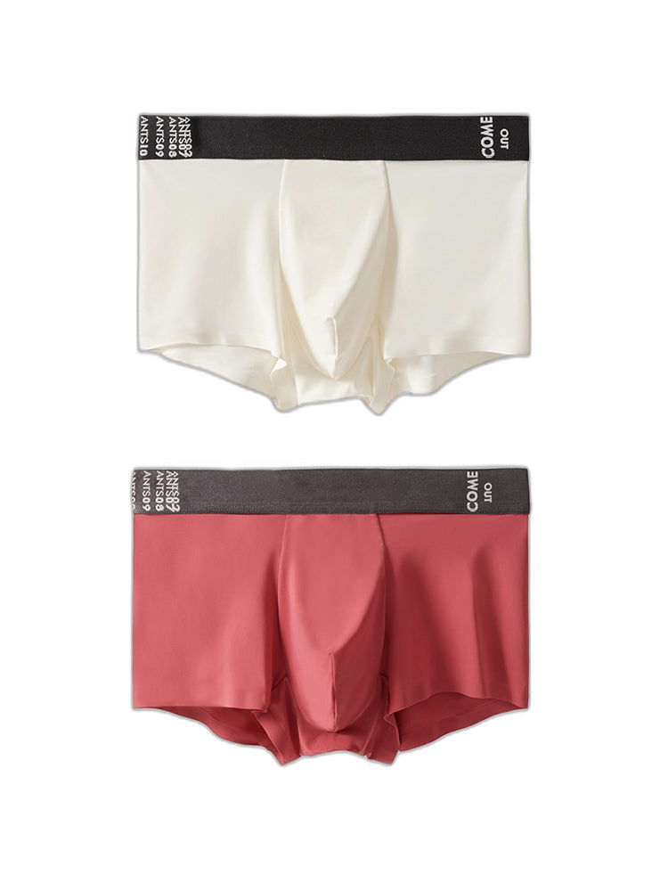 2 Pack Men's Premium Ultra-Thin Seamless Ice Silk Stretch Fit Trunks