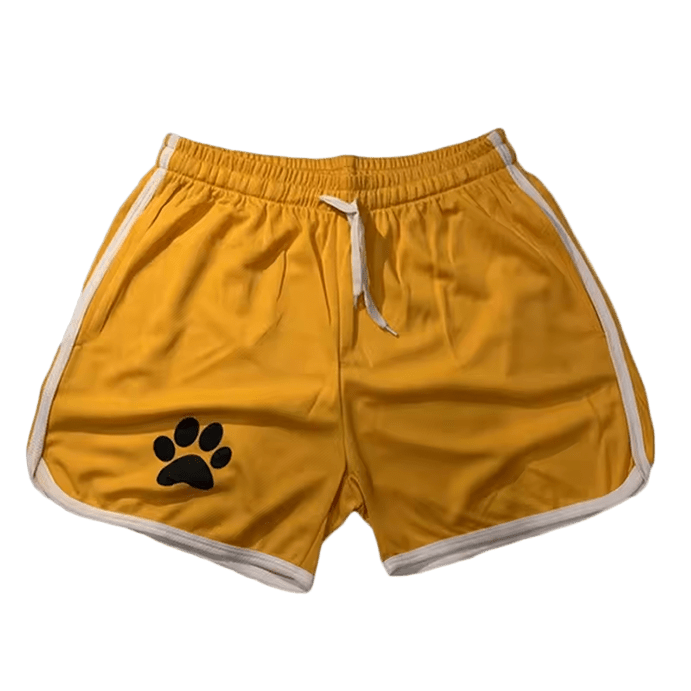 Paw print Mesh Shorts Yellow/White