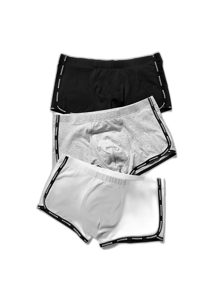 Men’s Letter Trim Applique Cotton Trunks