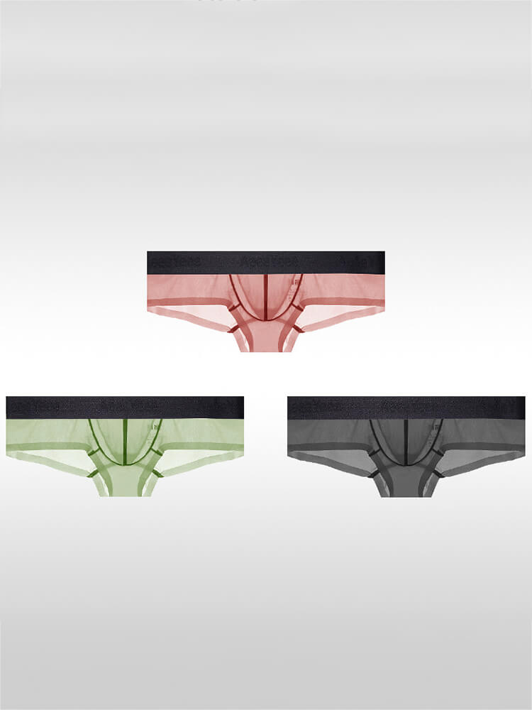 Men's Sexy Low-Rise Stretch Sheer Ice Silk Boxer Briefs