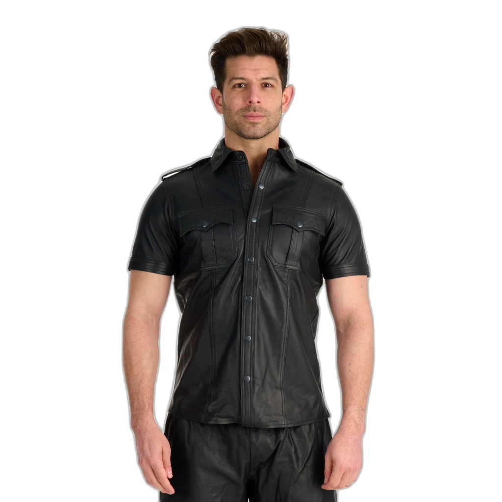 Prowler RED Leather Police Shirt Black