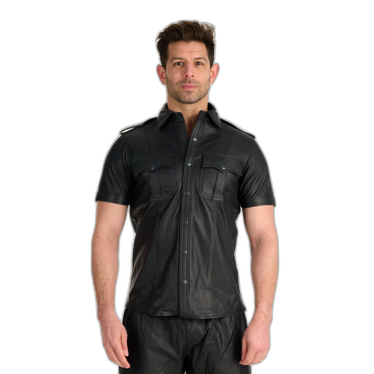 Prowler RED Leather Police Shirt Black