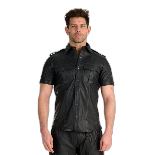 Prowler RED Leather Police Shirt Black