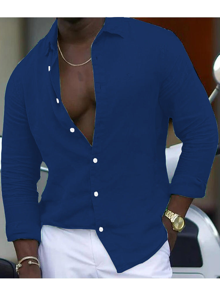 Men's Breathable Cotton Long Sleeve Shirt 