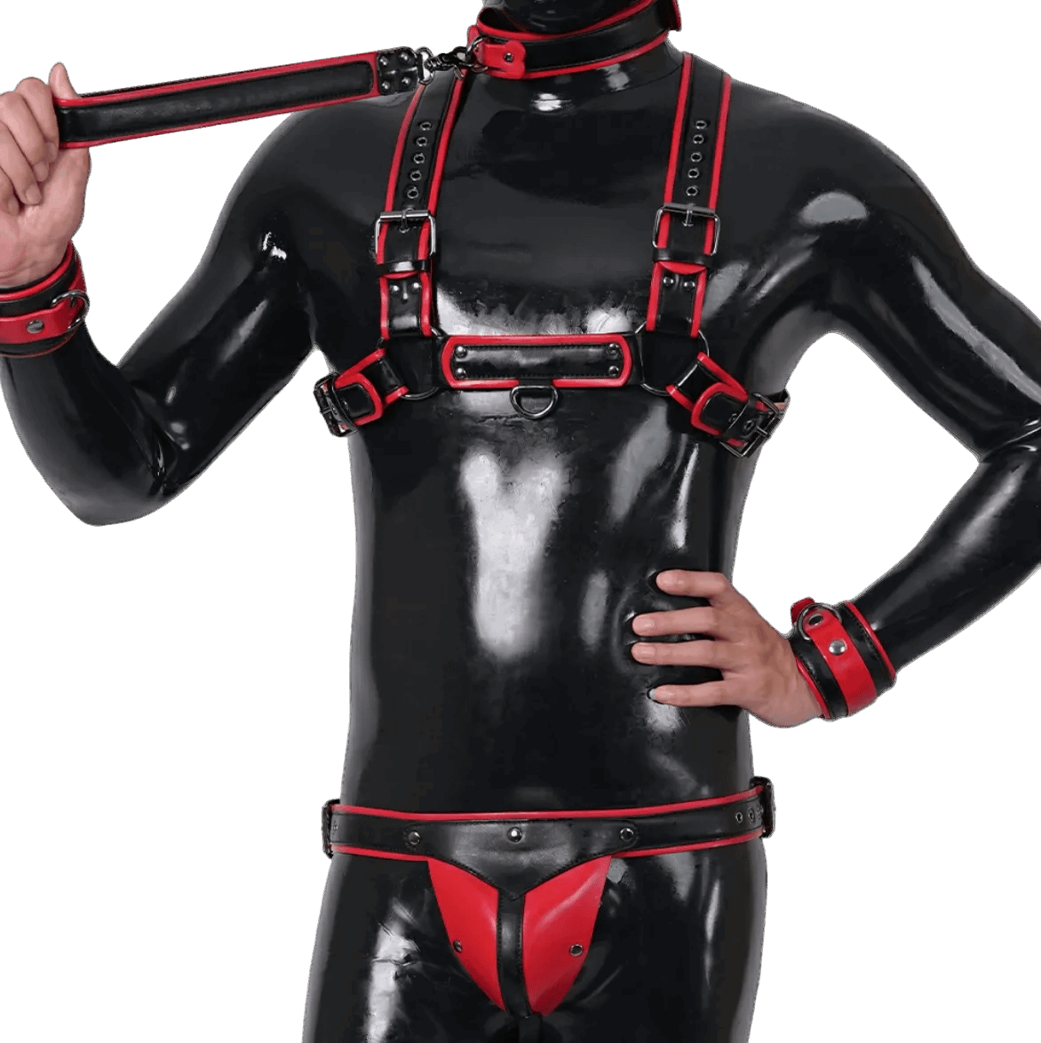 Furrjoi Harness, Cuff, Collar, Lead Underwear Bundle Red