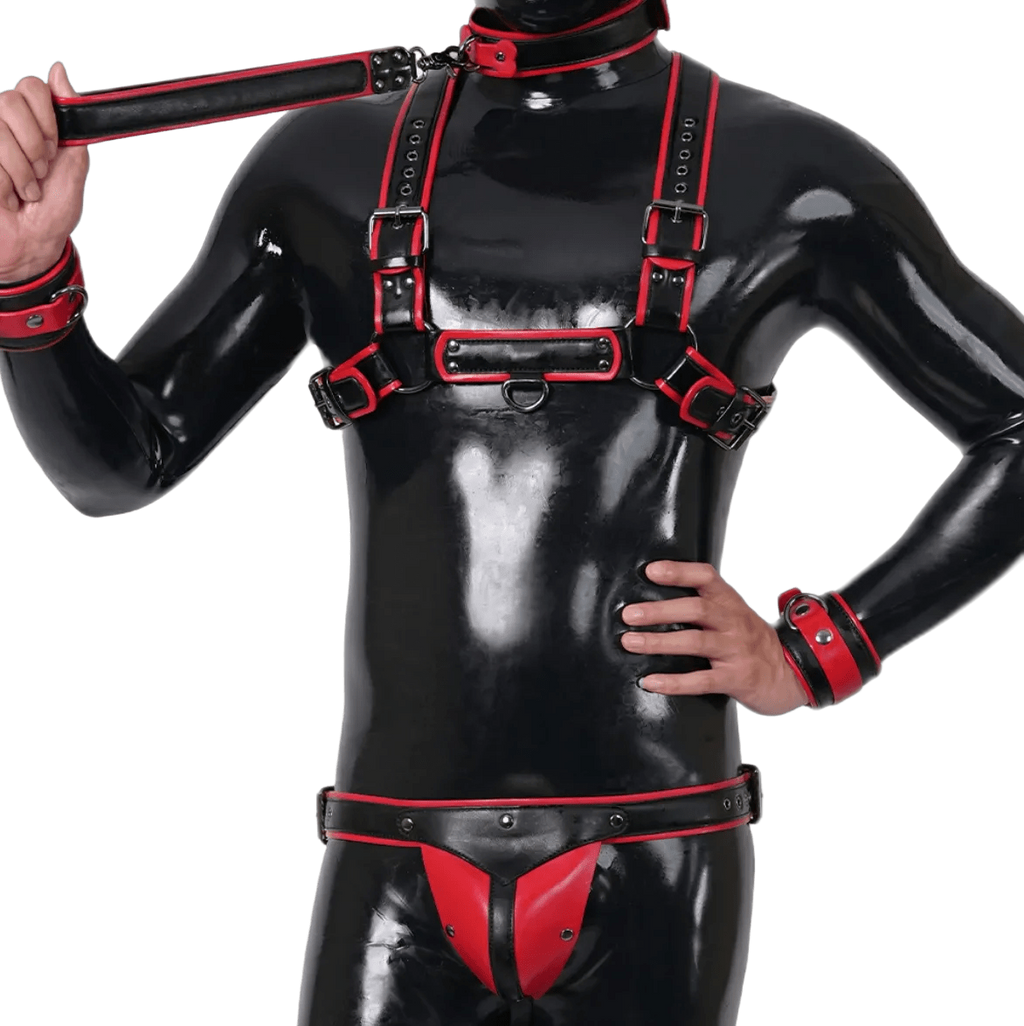 Furrjoi Harness, Cuff, Collar, Lead Underwear Bundle Red