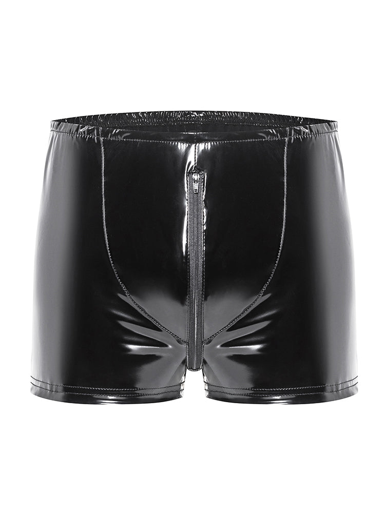 Men's Sleek Pvc Shiny Leather Boxer Briefs