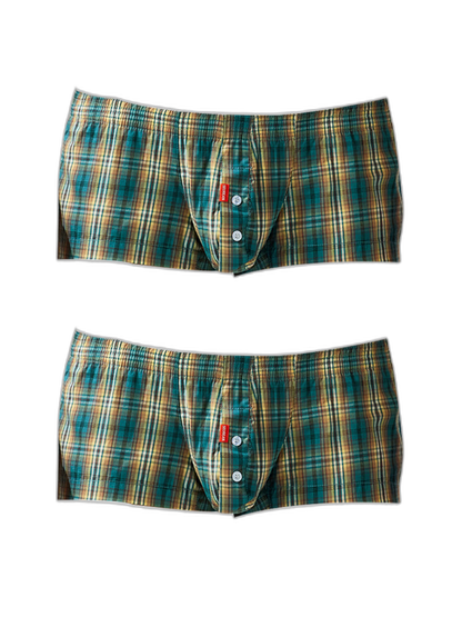 2 Pack Men's Anti-Odor Ultra-Soft Pure Cotton Plaid Design Boxer Shorts