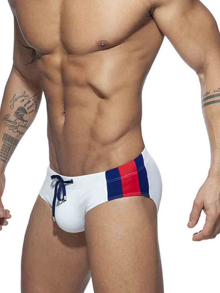 Men's Side Colorblock Lace-Up Swim Briefs