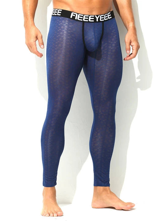 Men's Sexy Stretchy Transparent Letter Waistband Leggings