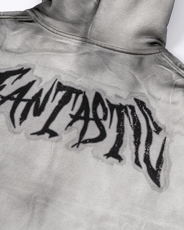Washed Distressed Dirty Effect Pullover Hoodie