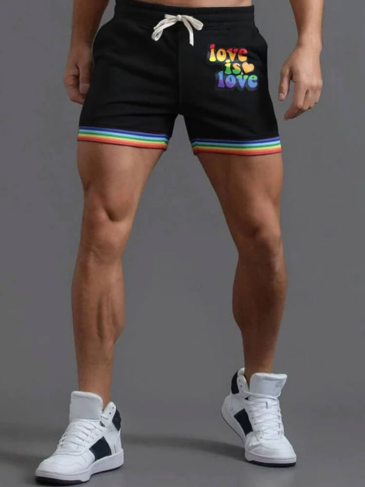 Men's Love Is Love Rainbow Striped Casual Shorts