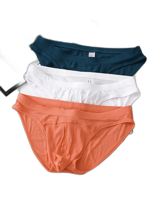 3 Pack Men's Sexy Threaded U-Shaped Briefs