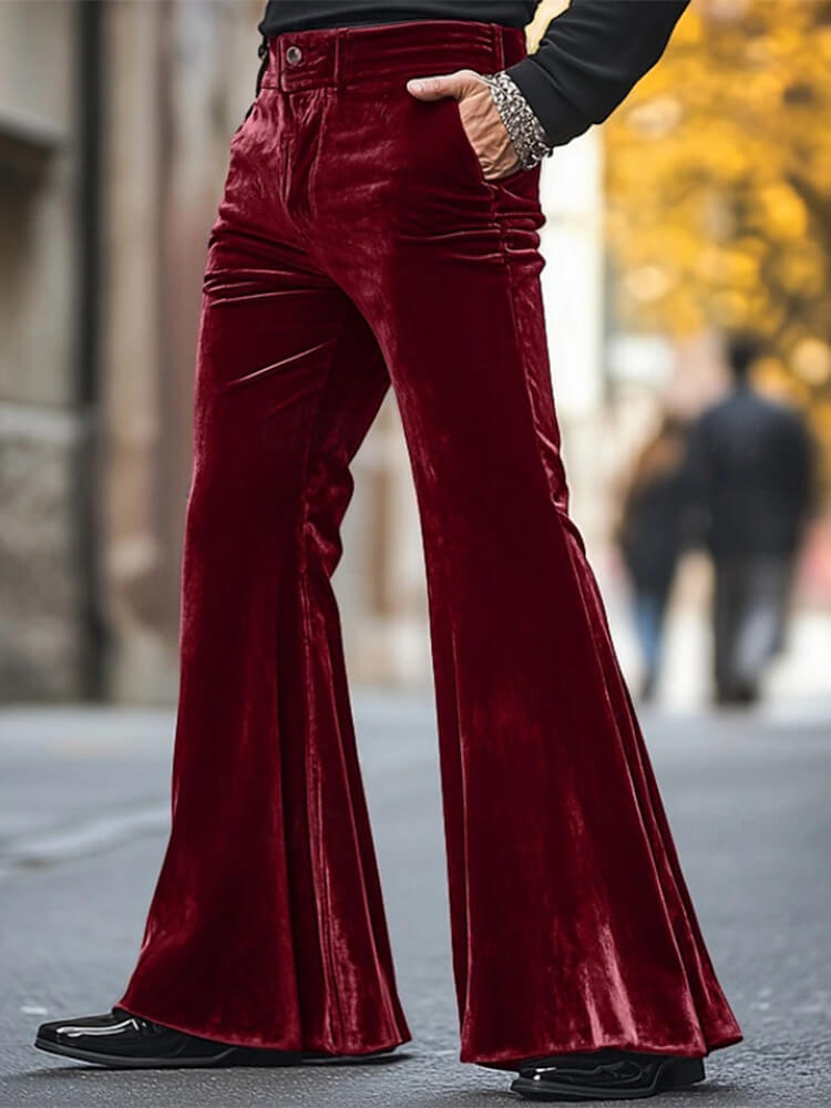 Men's Fashion Solid Color Velvet Flared Pants