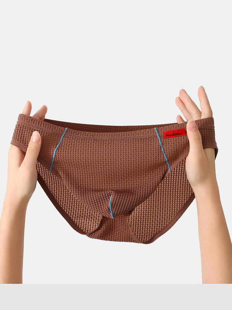 3 Pack Men's Nylon Plaid Lift Hip Briefs Triangle Briefs