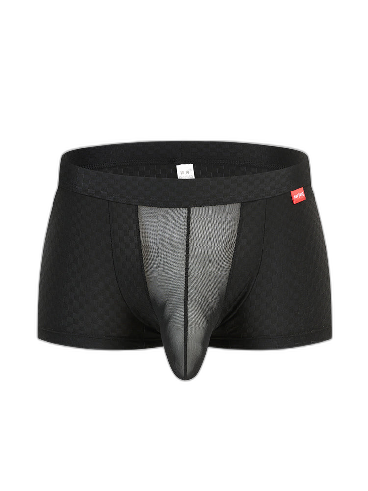 Men's Low-Rise Mesh Trunks – Breathable Nylon with 3D Pouch Support