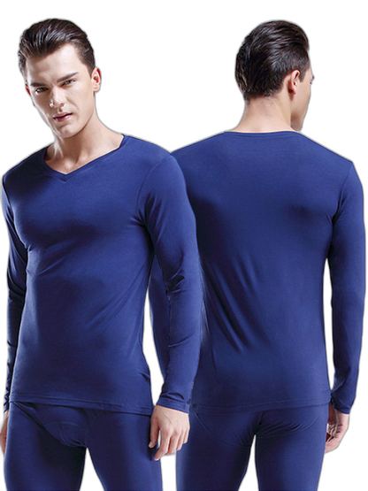 Mens Ultra Soft Low Cut V-Neck Thermal Shirt