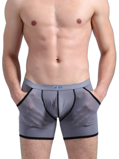3 Pack Men's Long Leg Boxer Briefs Made of Ultra-Thin Ice Silk with Anti-Wear Elastic