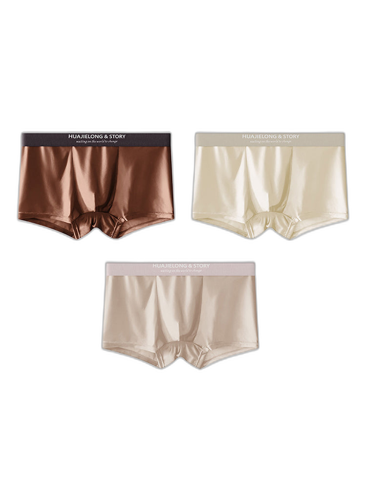 3 Pack Men's Solid-Color Breathable Trunks