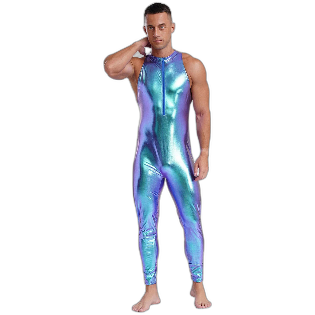Power Pose Metallic Disco Men's Bodysuit