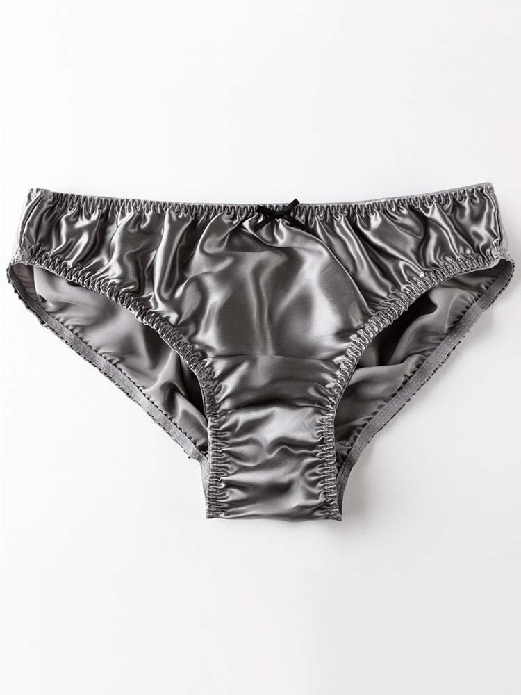 Simple Small Bow Mulberry Silk Solid Color Briefs