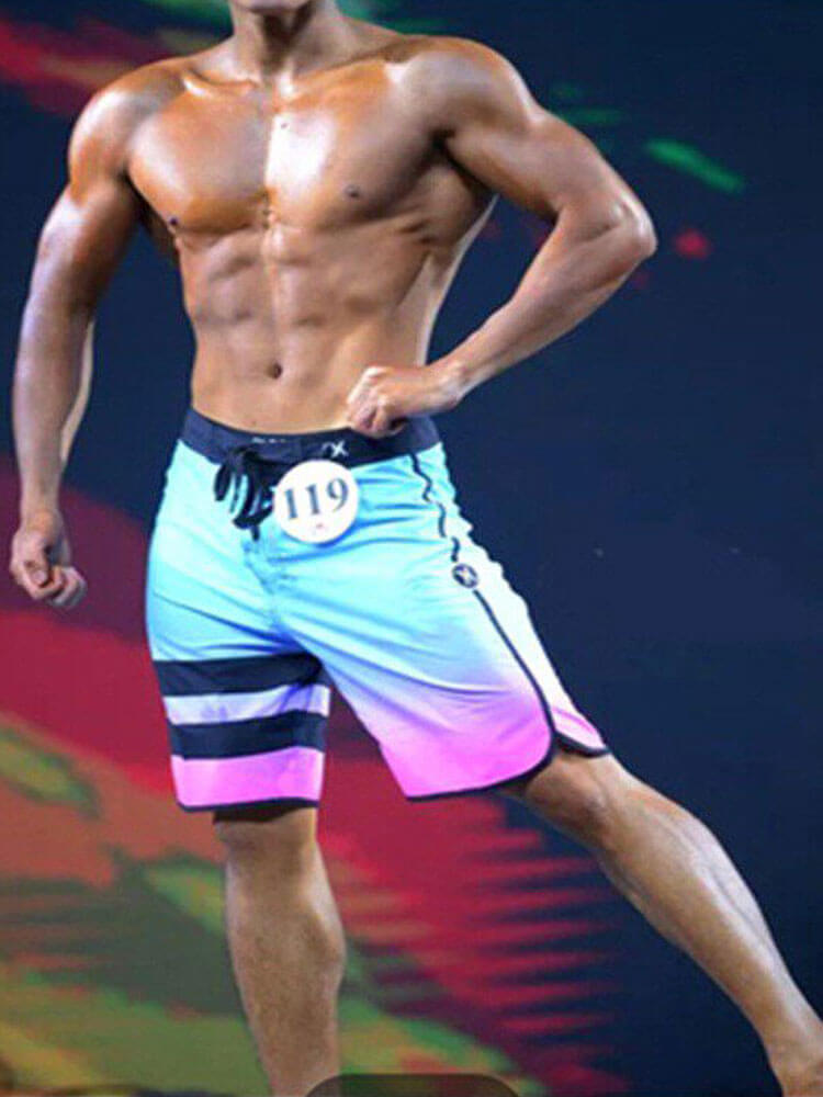 Men's Printed Bodybuilding Beach Drawstring Shorts