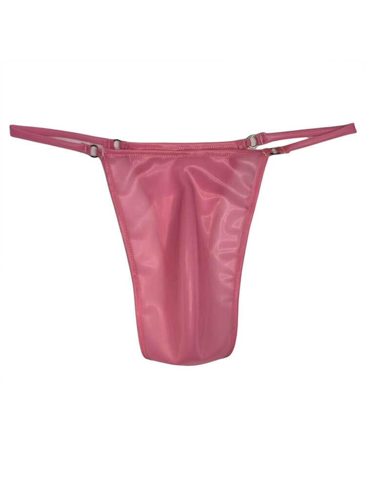 Men's Sexy Thin Straps Low-Rise Latex Thong