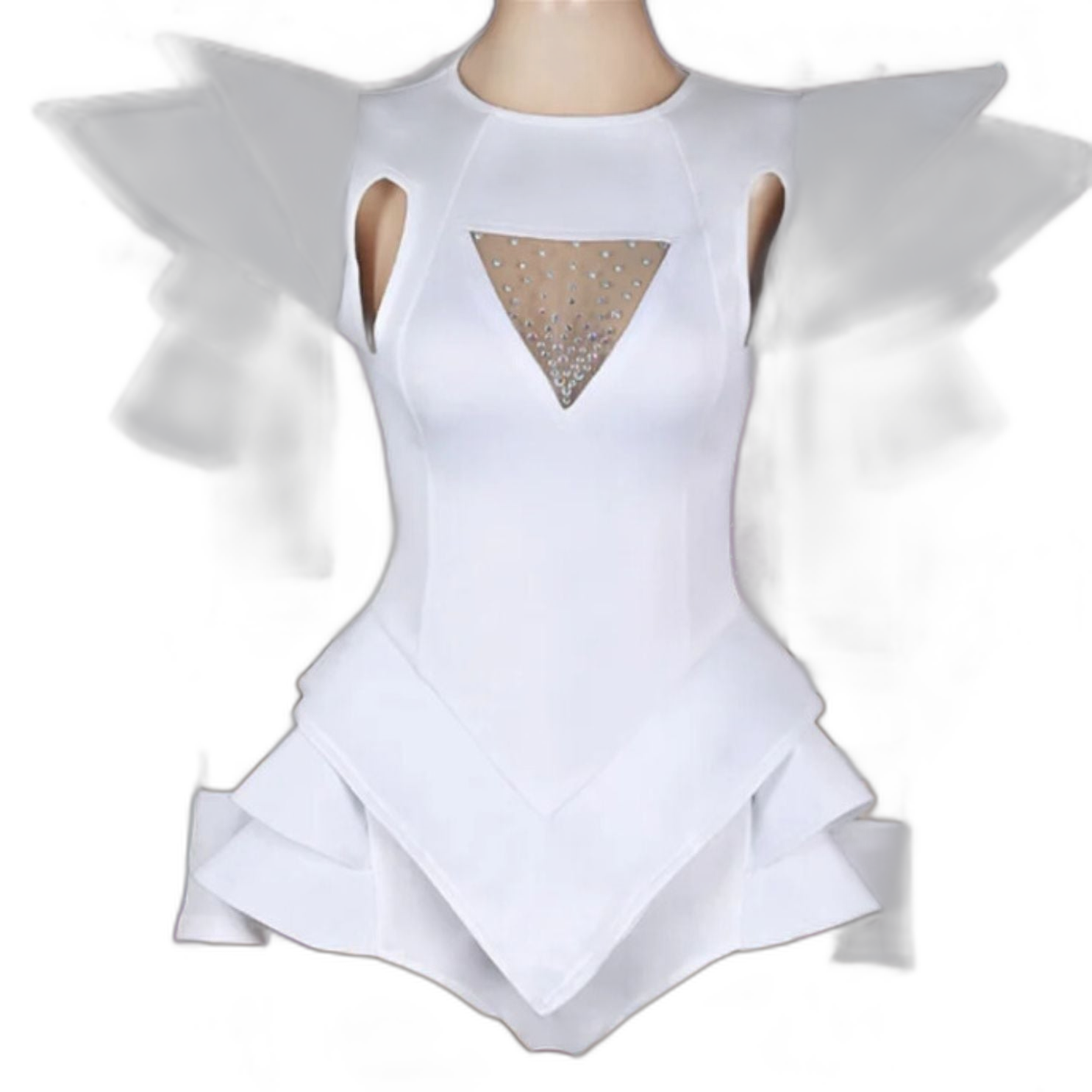 Crystal Couture White Party Bodysuit