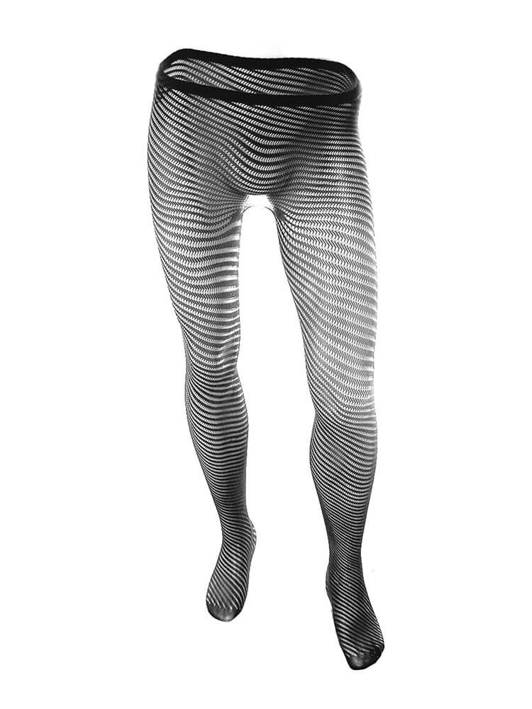 Men's Hollow Jacquard Elastic Fishnet Stockings